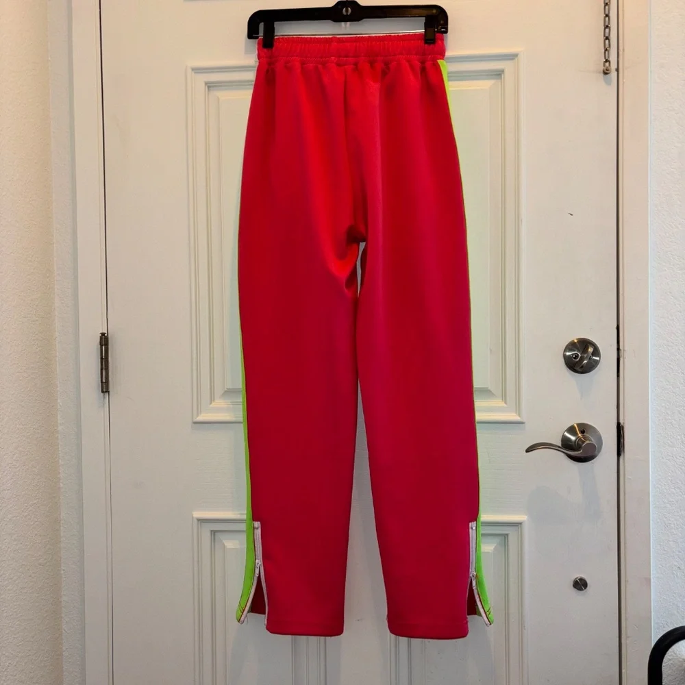 🩷 💚 Palm Angels Track Pants w/imperfections Sz S Neon Pink w/ Neon Green - Picture 6 of 16
